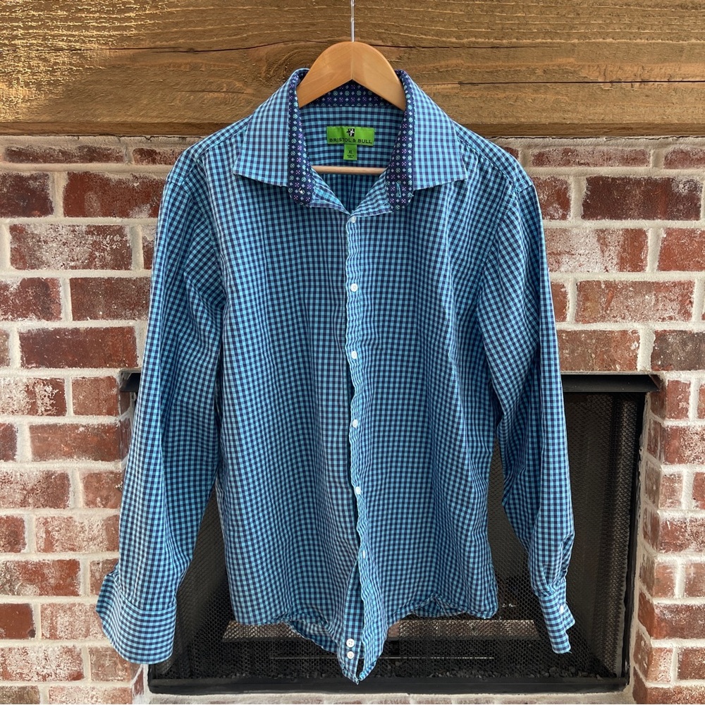 Bristol & Bull Blue Checkered Men's Shirt size XL